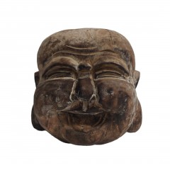 HAPPY BUDDHA HEAD VINTAGE LOOK WOOD 